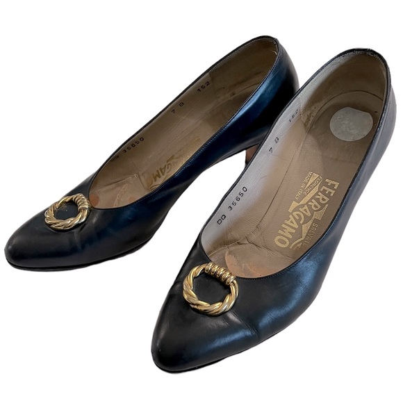 SALVATORE FERRAGAMO 90s Vintage Design Décolleté Shoes - Picture 9 of 10